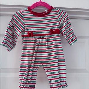 Ishtex Red & Green Holiday Striped Romper Girls - Sz 3mo